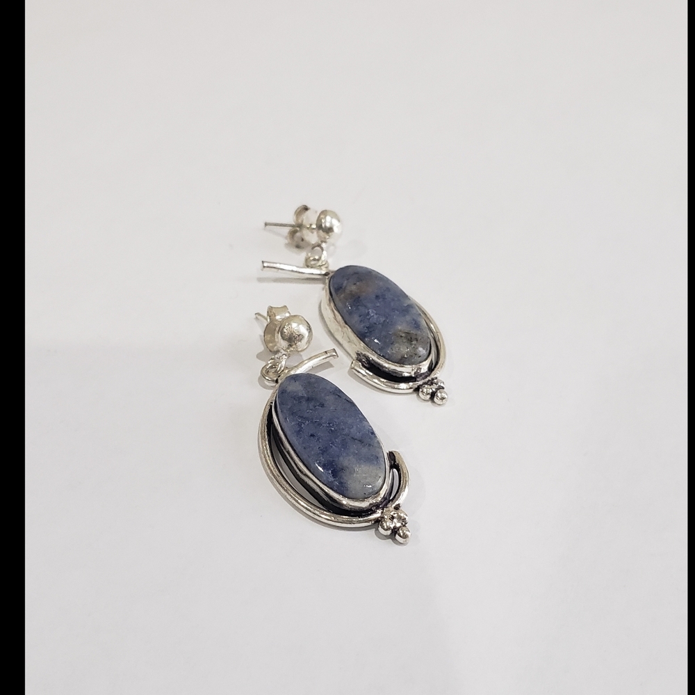 Handmade Sodalite 925 Silver Earrings - Picture 5 of 11